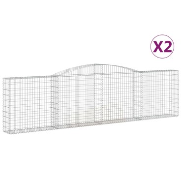 vidaXL Συρματοκιβώτια Τοξωτά 2 τεμ. 400x30x100/120 εκ. Γαλβαν. Ατσάλι