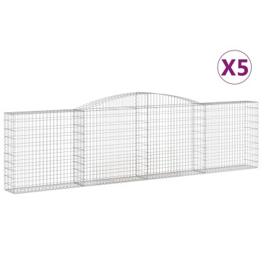 vidaXL Συρματοκιβώτια Τοξωτά 5 τεμ. 400x30x100/120 εκ. Γαλβαν. Ατσάλι