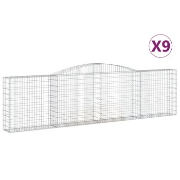 vidaXL Συρματοκιβώτια Τοξωτά 9 τεμ. 400x30x100/120 εκ. Γαλβαν. Ατσάλι
