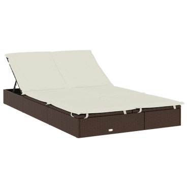 vidaXL Ξαπλώστρα 2 Ατόμων Πτυσ. Οροφή Καφέ 213x118x97cm Συνθ. Ρατάν 1 τεμ.