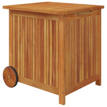 vidaXL Μπαούλο Αποθήκευσης Κήπου με Ρόδες 60x50x58cm Μασίφ Ακακία 1 τεμ.