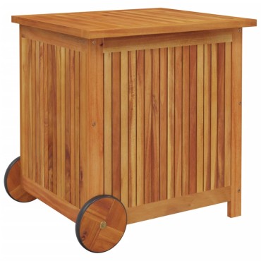vidaXL Μπαούλο Αποθήκευσης Κήπου με Ρόδες 60x50x58cm Μασίφ Ακακία 1 τεμ.