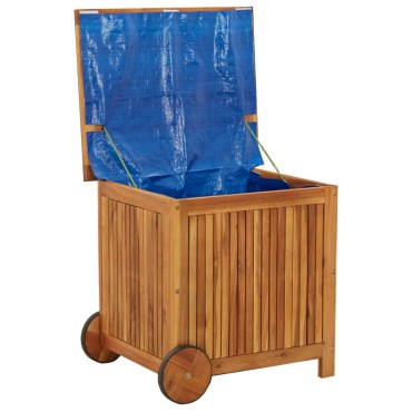 vidaXL Μπαούλο Αποθήκευσης Κήπου με Ρόδες 60x50x58cm Μασίφ Ακακία 1 τεμ.