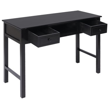 vidaXL Γραφείο Μαύρο 108x45x76cm από Μασίφ Ξύλο Παυλώνιας 1 τεμ.
