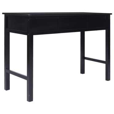 vidaXL Γραφείο Μαύρο 108x45x76cm από Μασίφ Ξύλο Παυλώνιας 1 τεμ.