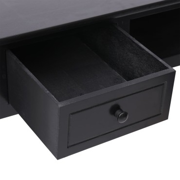 vidaXL Γραφείο Μαύρο 108x45x76cm από Μασίφ Ξύλο Παυλώνιας 1 τεμ.
