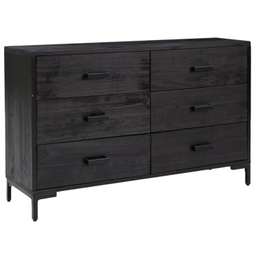 vidaXL Ντουλάπι Μαύρο 110x35x70cm από Μασίφ Ξύλο Πεύκου 1 τεμ.