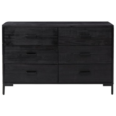 vidaXL Ντουλάπι Μαύρο 110x35x70cm από Μασίφ Ξύλο Πεύκου 1 τεμ.