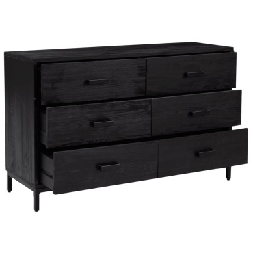 vidaXL Ντουλάπι Μαύρο 110x35x70cm από Μασίφ Ξύλο Πεύκου 1 τεμ.
