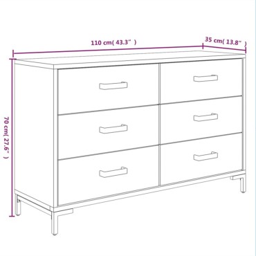 vidaXL Ντουλάπι Μαύρο 110x35x70cm από Μασίφ Ξύλο Πεύκου 1 τεμ.