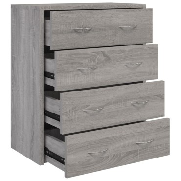 vidaXL Συρταριέρα με 4 Συρτάρια Γκρι Sonoma 60x30,5x71cm 1 τεμ.
