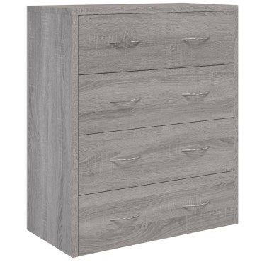 vidaXL Συρταριέρα με 4 Συρτάρια Γκρι Sonoma 60x30,5x71cm 1 τεμ.