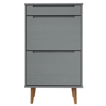 vidaXL Παπουτσοθήκη MOLDE Γκρι 59,5x35x103cm από Μασίφ Ξύλο Πεύκου