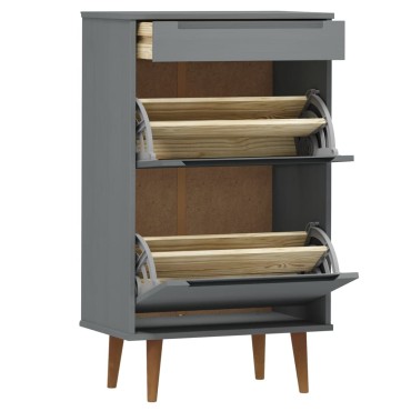 vidaXL Παπουτσοθήκη MOLDE Γκρι 59,5x35x103cm από Μασίφ Ξύλο Πεύκου
