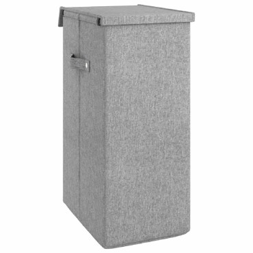 vidaXL Καλάθι Απλύτων Πτυσσόμενο Γκρι 26x34,5x59,5 εκ. Συνθετικό Λινό