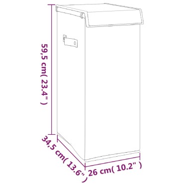vidaXL Καλάθι Απλύτων Πτυσσόμενο Γκρι 26x34,5x59,5 εκ. Συνθετικό Λινό