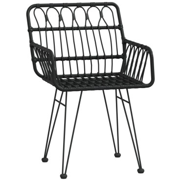 vidaXL Καρέκλες Κήπου 2 τεμ. Μαύρες 56x64x80cm Ρατάν Πολυαιθυλενίου