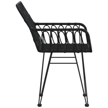 vidaXL Καρέκλες Κήπου 2 τεμ. Μαύρες 56x64x80cm Ρατάν Πολυαιθυλενίου