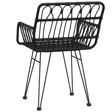 vidaXL Καρέκλες Κήπου 2 τεμ. Μαύρες 56x64x80cm Ρατάν Πολυαιθυλενίου