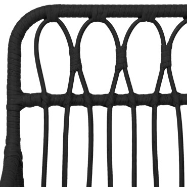 vidaXL Καρέκλες Κήπου 2 τεμ. Μαύρες 56x64x80cm Ρατάν Πολυαιθυλενίου