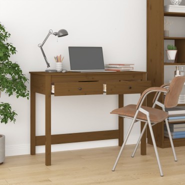 vidaXL Γραφείο με Συρτάρια Καφέ Μελί 100x50x78cm Μασίφ Ξύλο Πεύκου 1 τεμ.