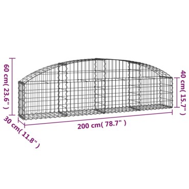 vidaXL Συρματοκιβώτιο Τοξωτό 200x30x40/60εκ. από Γαλβανισμένο Σίδερο