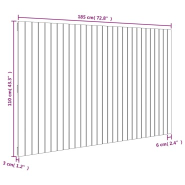 vidaXL Κεφαλάρι Τοίχου Γκρι 185x3x110cm από Μασίφ Ξύλο Πεύκου 1 τεμ.