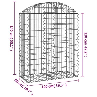 vidaXL Συρματοκιβώτιο Τοξωτό 100x50x120/140εκ. από Γαλβανισμένο Χάλυβα