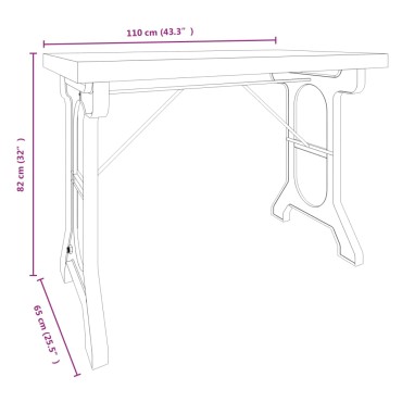 vidaXL Τραπεζαρία 110x65x82cm από Μασίφ Ξύλο Ελάτης και Σίδερο 1 τεμ.