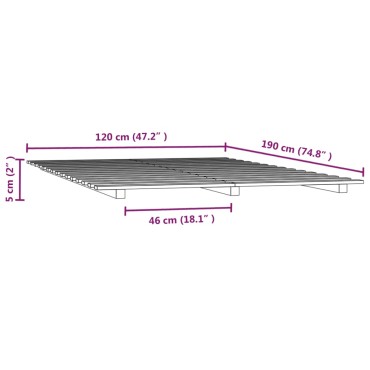 vidaXL Πλαίσιο Κρεβατιού Λευκό 120 x 190 εκ. από Μασίφ Ξύλο Πεύκου