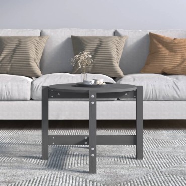 vidaXL Τραπεζάκι Σαλονιού Γκρι 62,5x45cm από Μασίφ Ξύλο Πεύκου 1 τεμ.