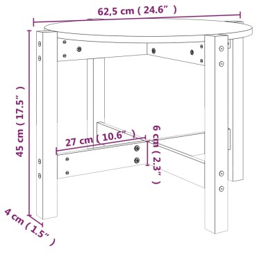 vidaXL Τραπεζάκι Σαλονιού Γκρι 62,5x45cm από Μασίφ Ξύλο Πεύκου 1 τεμ.