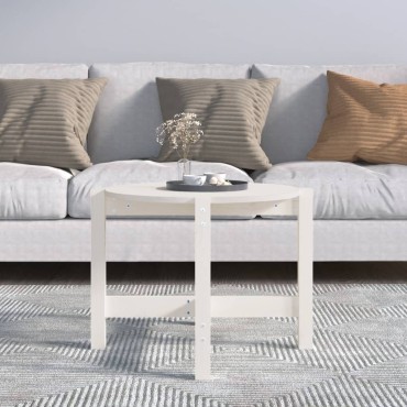 vidaXL Τραπεζάκι Σαλονιού Λευκό 62,5x45cm από Μασίφ Ξύλο Πεύκου 1 τεμ.