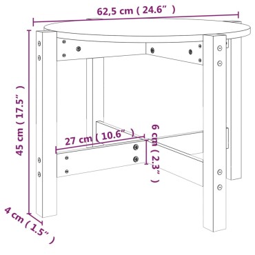 vidaXL Τραπεζάκι Σαλονιού Λευκό 62,5x45cm από Μασίφ Ξύλο Πεύκου 1 τεμ.