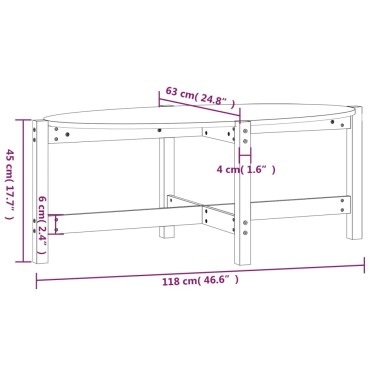 vidaXL Τραπεζάκι Σαλονιού Γκρι 118x63x45cm από Μασίφ Ξύλο Πεύκου 1 τεμ.