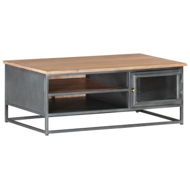 vidaXL Τραπεζάκι Σαλονιού Γκρι 90x50x35cm από Μασίφ Ξύλο Ακακίας 1 τεμ.