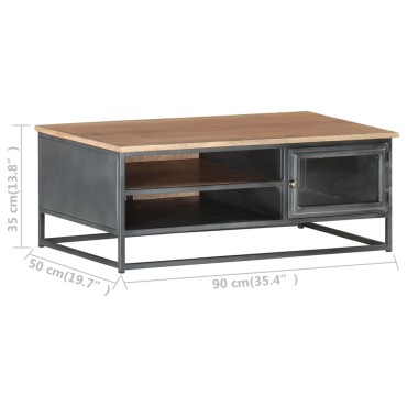 vidaXL Τραπεζάκι Σαλονιού Γκρι 90x50x35cm από Μασίφ Ξύλο Ακακίας 1 τεμ.