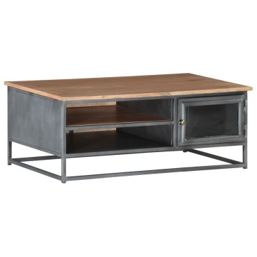 vidaXL Τραπεζάκι Σαλονιού Γκρι 90x50x35cm από Μασίφ Ξύλο Ακακίας 1 τεμ.