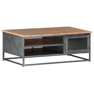 vidaXL Τραπεζάκι Σαλονιού Γκρι 90x50x35cm από Μασίφ Ξύλο Ακακίας 1 τεμ.