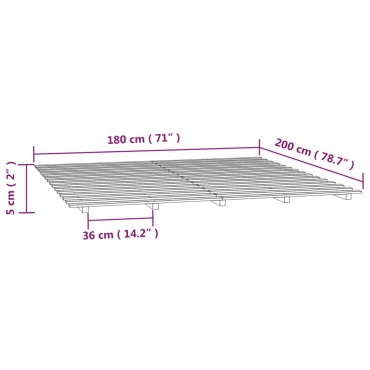 vidaXL Πλαίσιο Κρεβατιού Λευκό 180 x 200 εκ. από Μασίφ Ξύλο Πεύκου