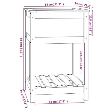 vidaXL Ζαρντινιέρα με Ράφι Μελί 54 x 54 x 81 εκ. από Μασίφ Ξύλο Πεύκου