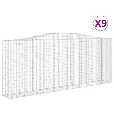 vidaXL Συρματοκιβώτια Τοξωτά 9 τεμ. 400x50x160/180 εκ. Γαλβαν. Ατσάλι