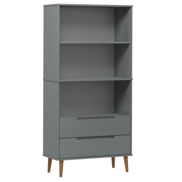 vidaXL Βιβλιοθήκη MOLDE Γκρι 85x35x170,5cm από Μασίφ Ξύλο Πεύκου 1 τεμ.