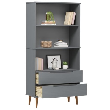 vidaXL Βιβλιοθήκη MOLDE Γκρι 85x35x170,5cm από Μασίφ Ξύλο Πεύκου 1 τεμ.