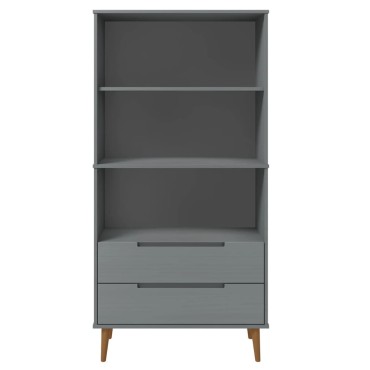 vidaXL Βιβλιοθήκη MOLDE Γκρι 85x35x170,5cm από Μασίφ Ξύλο Πεύκου 1 τεμ.