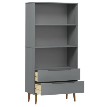 vidaXL Βιβλιοθήκη MOLDE Γκρι 85x35x170,5cm από Μασίφ Ξύλο Πεύκου 1 τεμ.