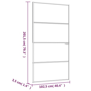 vidaXL Εσωτερική Πόρτα 102x201,5 εκ. Ψημένο Γυαλί και  Λεπτό Αλουμίνιο