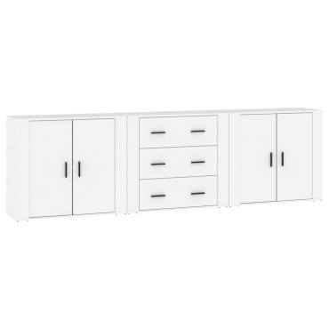 vidaXL Ντουλάπι 3 τεμ. Λευκό Επεξεργασμένο Ξύλο 80x33x70cm