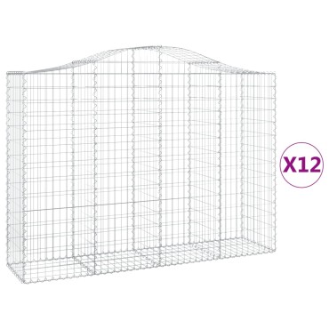 vidaXL Συρματοκιβώτια Τοξωτά 12 τεμ. 200x50x140/160 εκ. Γαλβαν. Ατσάλι