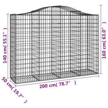 vidaXL Συρματοκιβώτια Τοξωτά 12 τεμ. 200x50x140/160 εκ. Γαλβαν. Ατσάλι